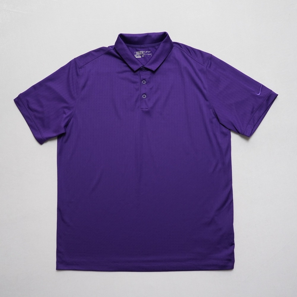 Nike Golf Dri-FIT Polo Shirt Mens Large Purple Swoosh Performance Golf - Picture 2 of 15